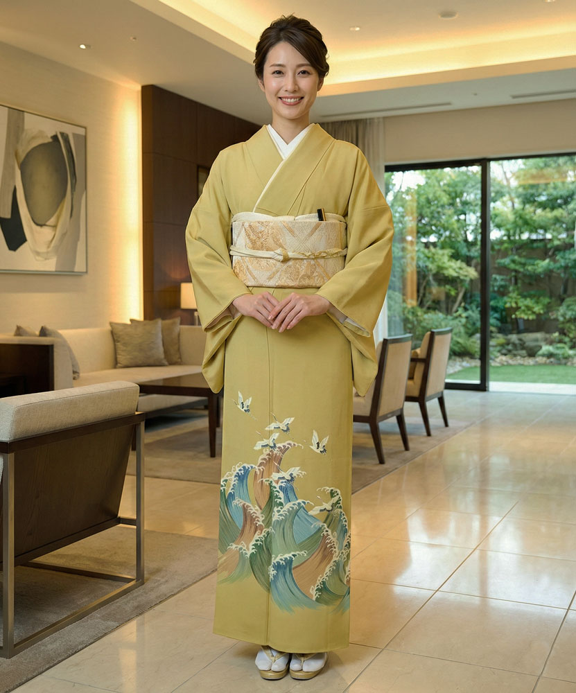 京友禅 – 色留袖レンタル – 辛子色