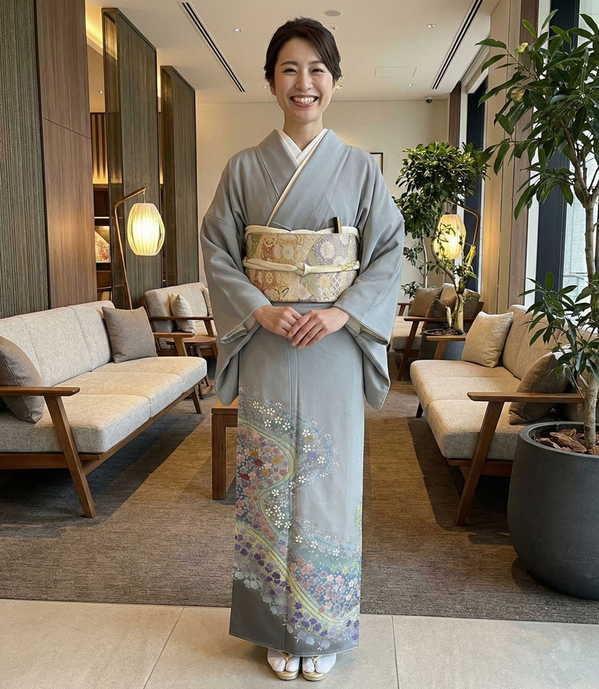 京友禅 – 色留袖レンタル – グレー2