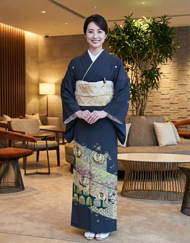 京友禅 – 色留袖レンタル – 濃紺