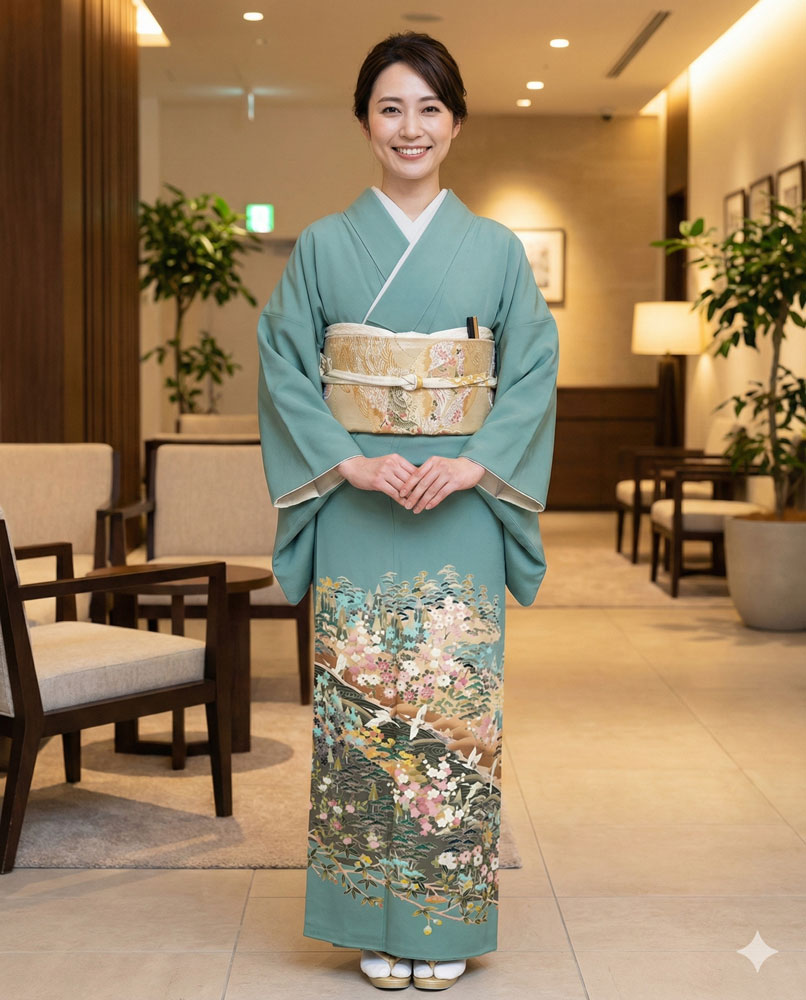 京友禅 – 色留袖レンタル – 緑2