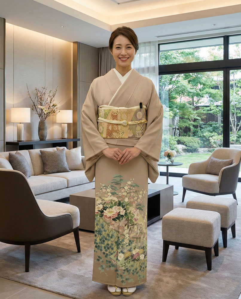 京友禅 – 色留袖レンタル – 茶2