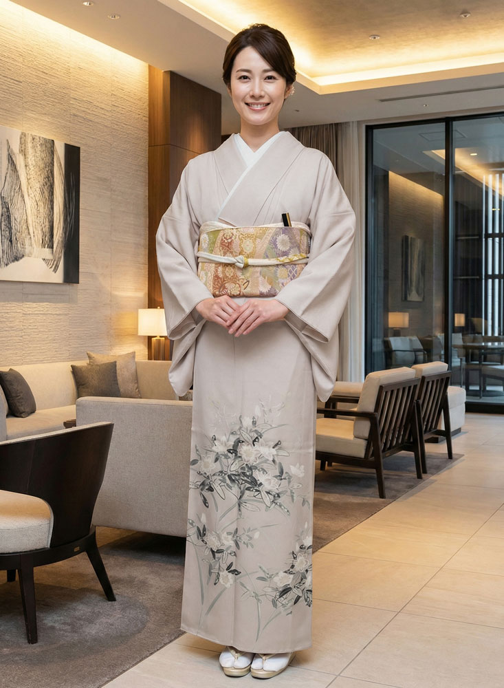 京友禅 – 色留袖レンタル – 薄茶2