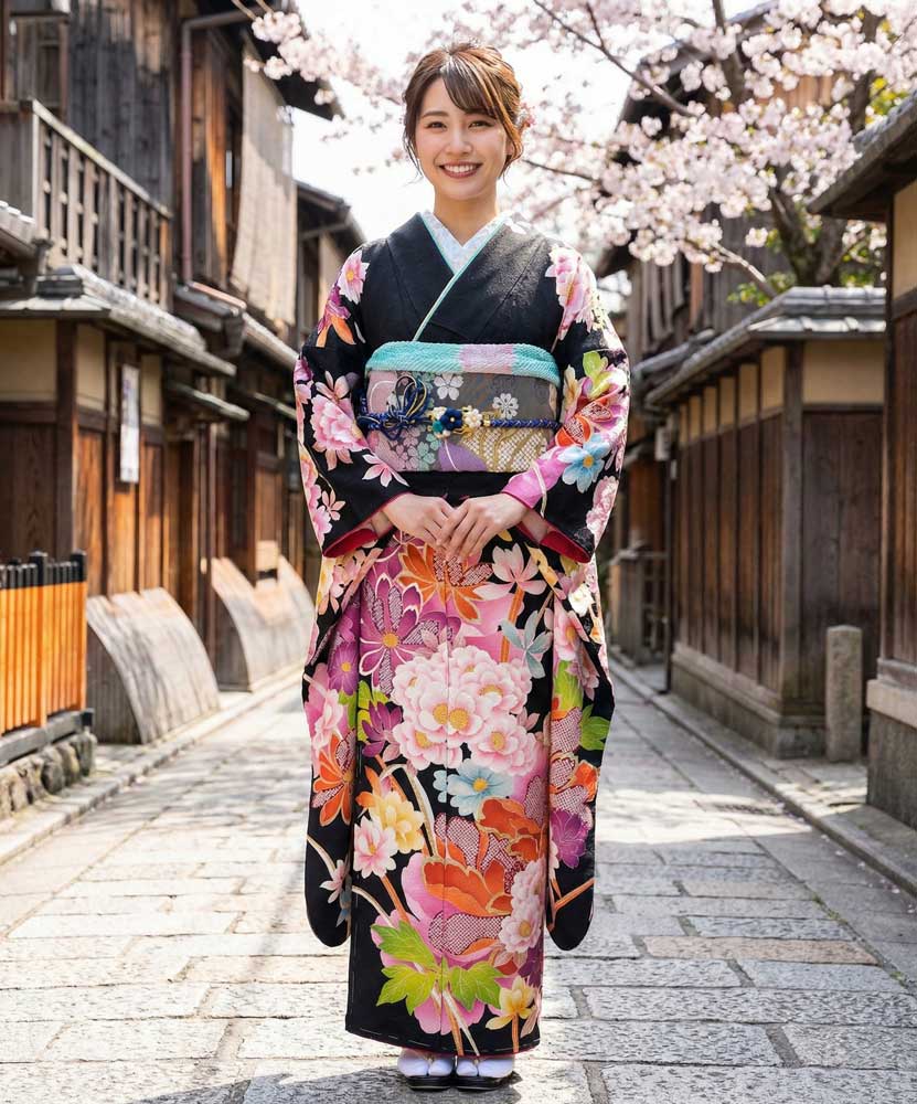 十日町友禅 – 黒05