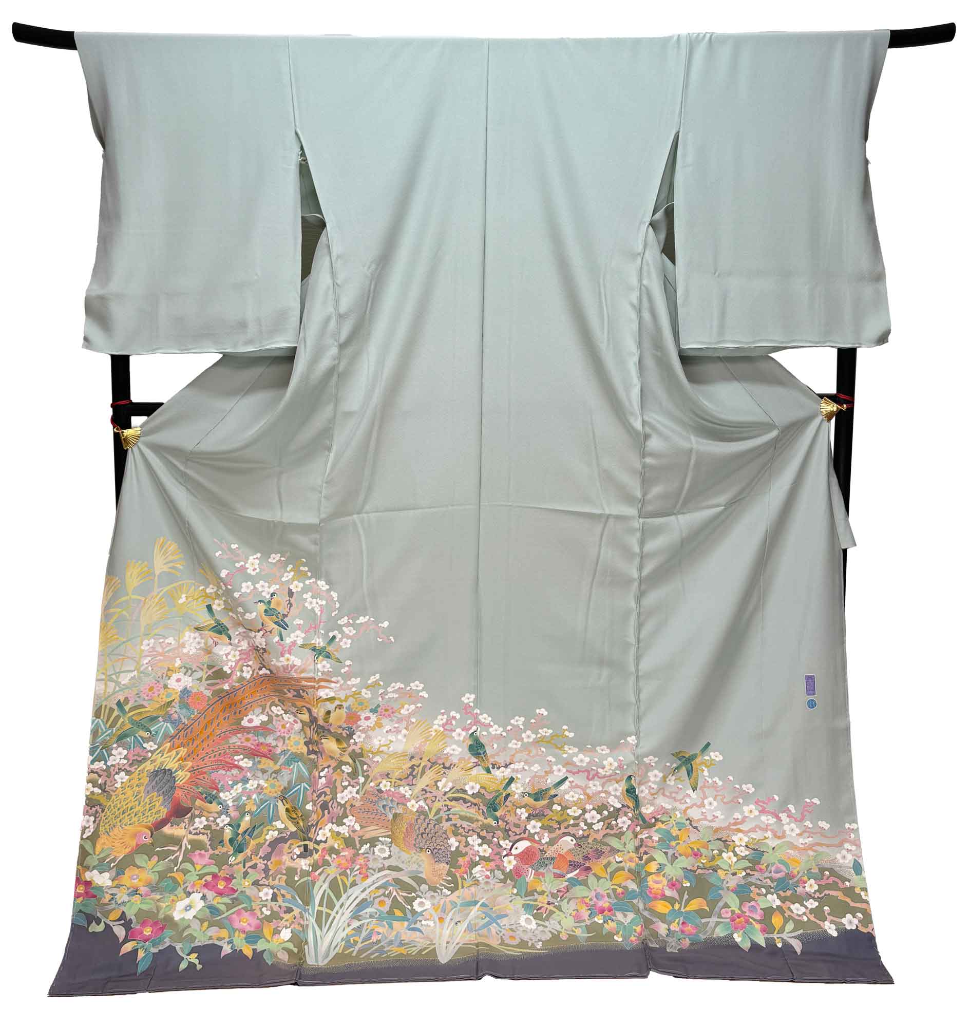 加賀友禅_色留袖_百貫華峰_金鶴・小鳥槍・右梅