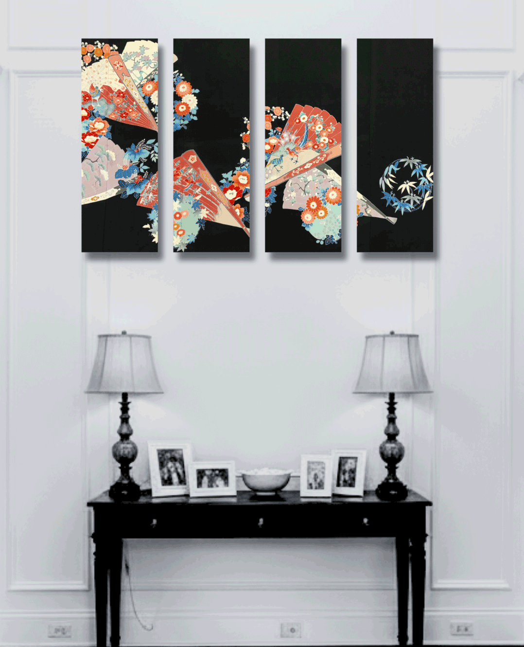 【留袖アート】Kimono Art 京友禅 ファブリックパネル 黒留袖04