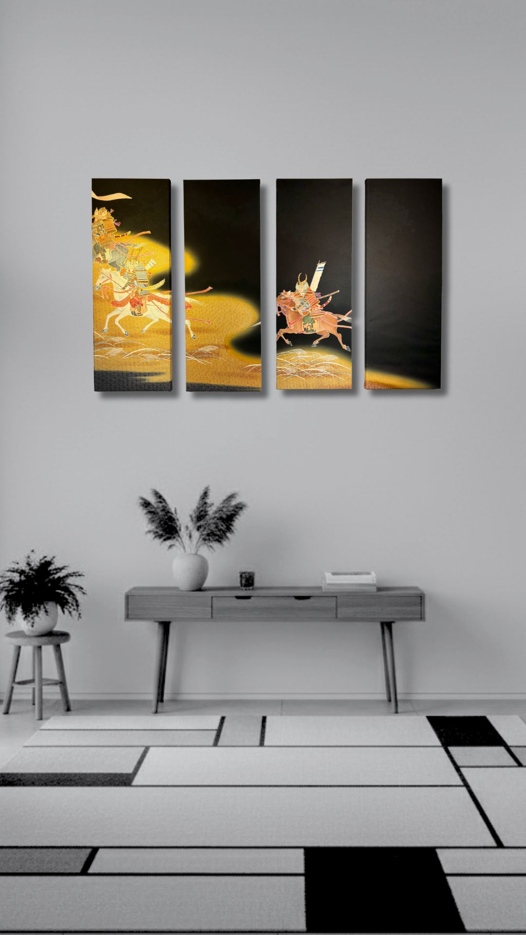 【留袖アート】Kimono Art 京友禅 ファブリックパネル 黒留袖03