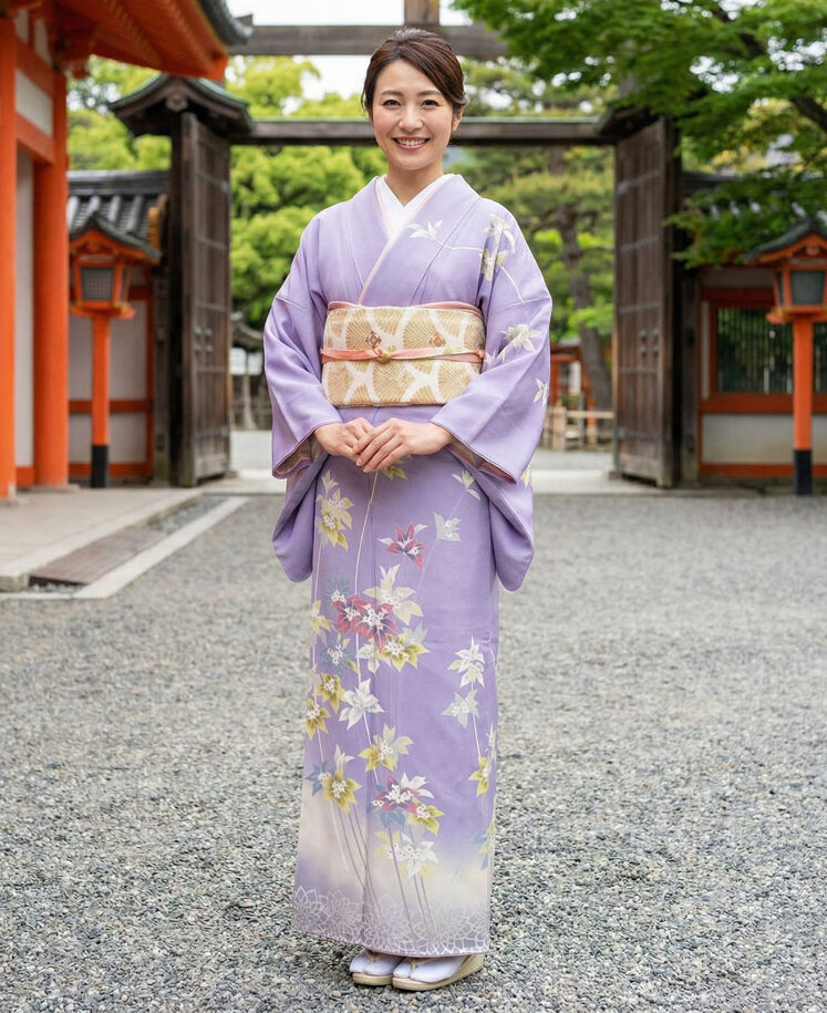 訪問着 紫 正絹 付下げ・訪問着レンタル 150065 紺紫 ぼかし 桜柄
