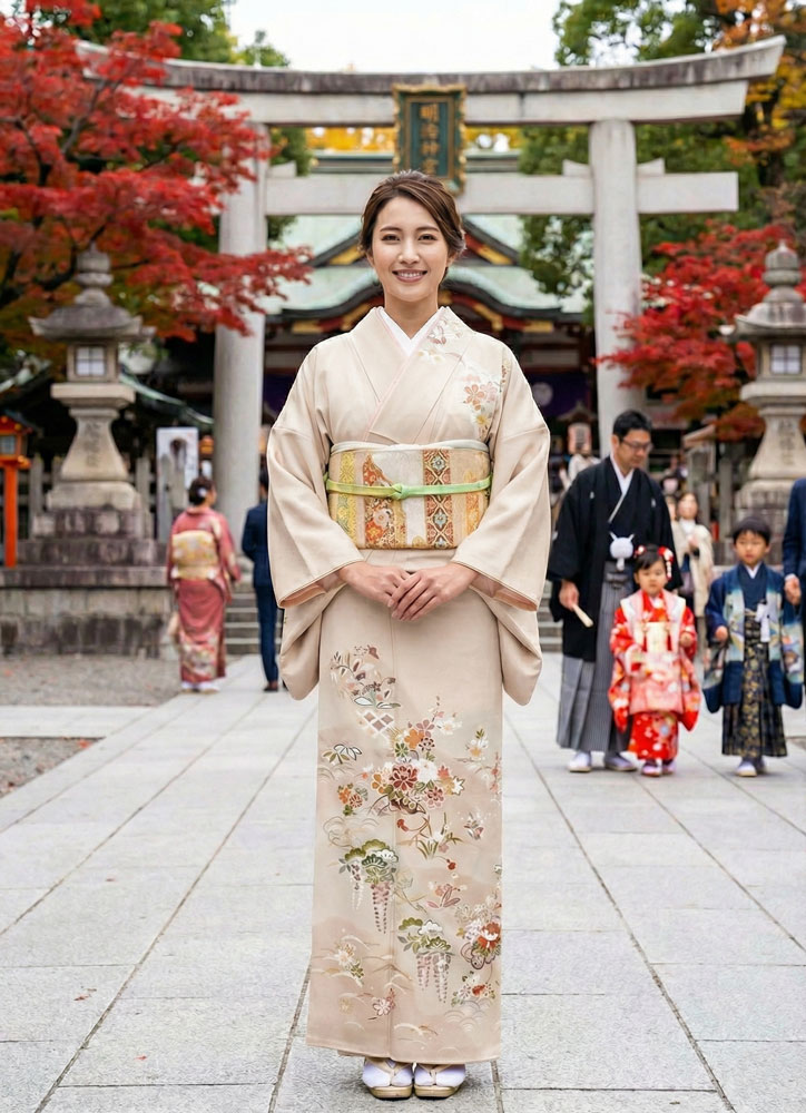 京友禅 – 訪問着レンタル -オレンジ02