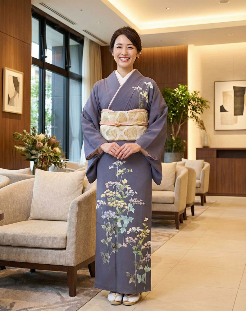 京友禅 – 訪問着レンタル -グレー01