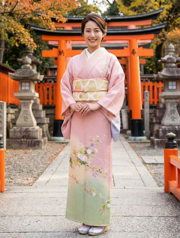 京友禅 – 訪問着レンタル -ピンク03