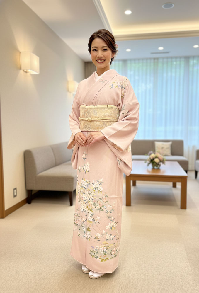 京友禅 – 訪問着レンタル -ピンク04