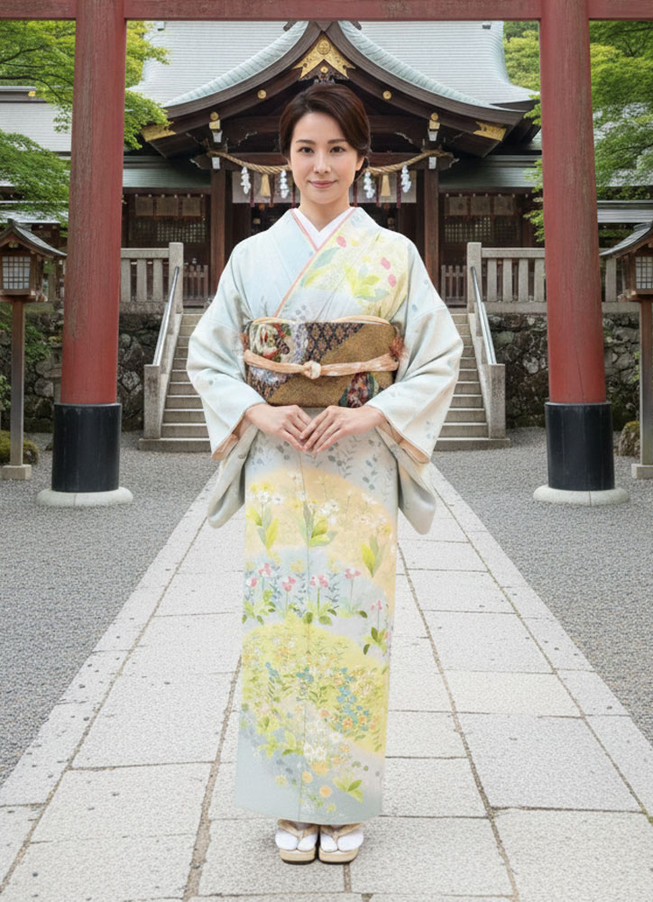 京友禅 – 訪問着レンタル – 水色02