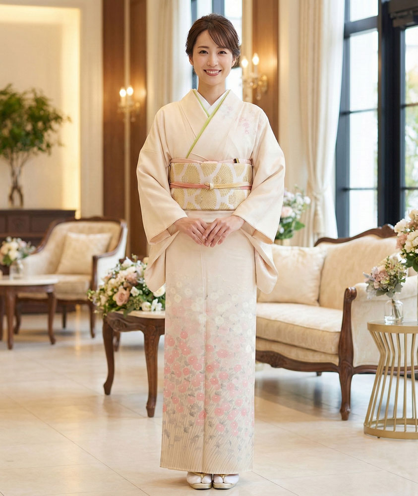 京友禅 – 訪問着レンタル -白02