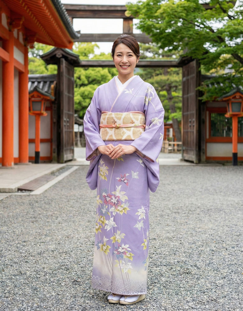京友禅 – 訪問着レンタル -紫02