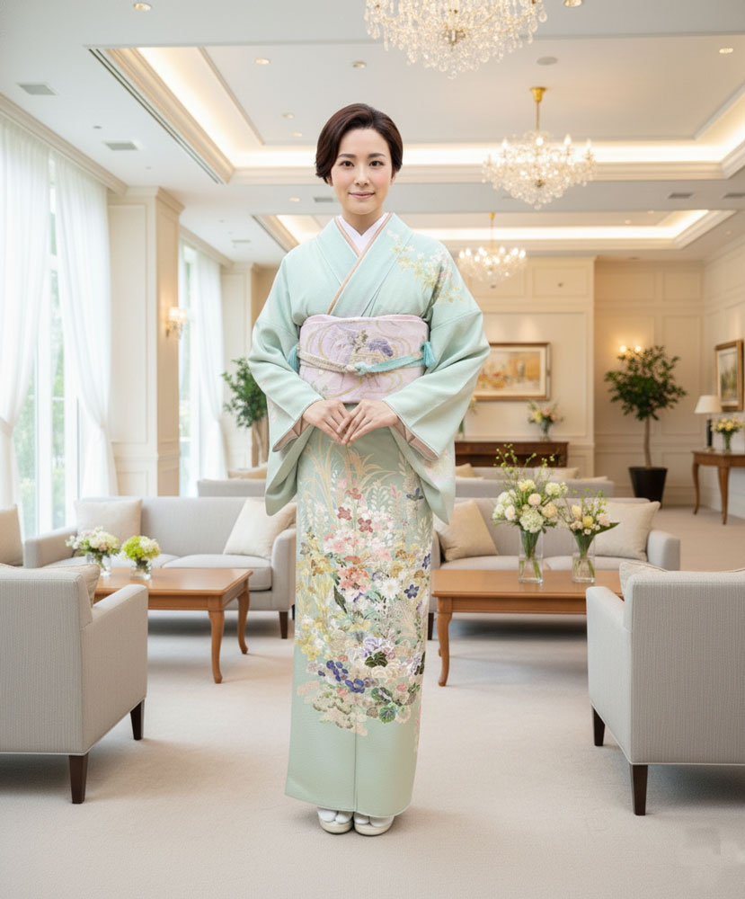 京友禅 – 訪問着レンタル – 緑