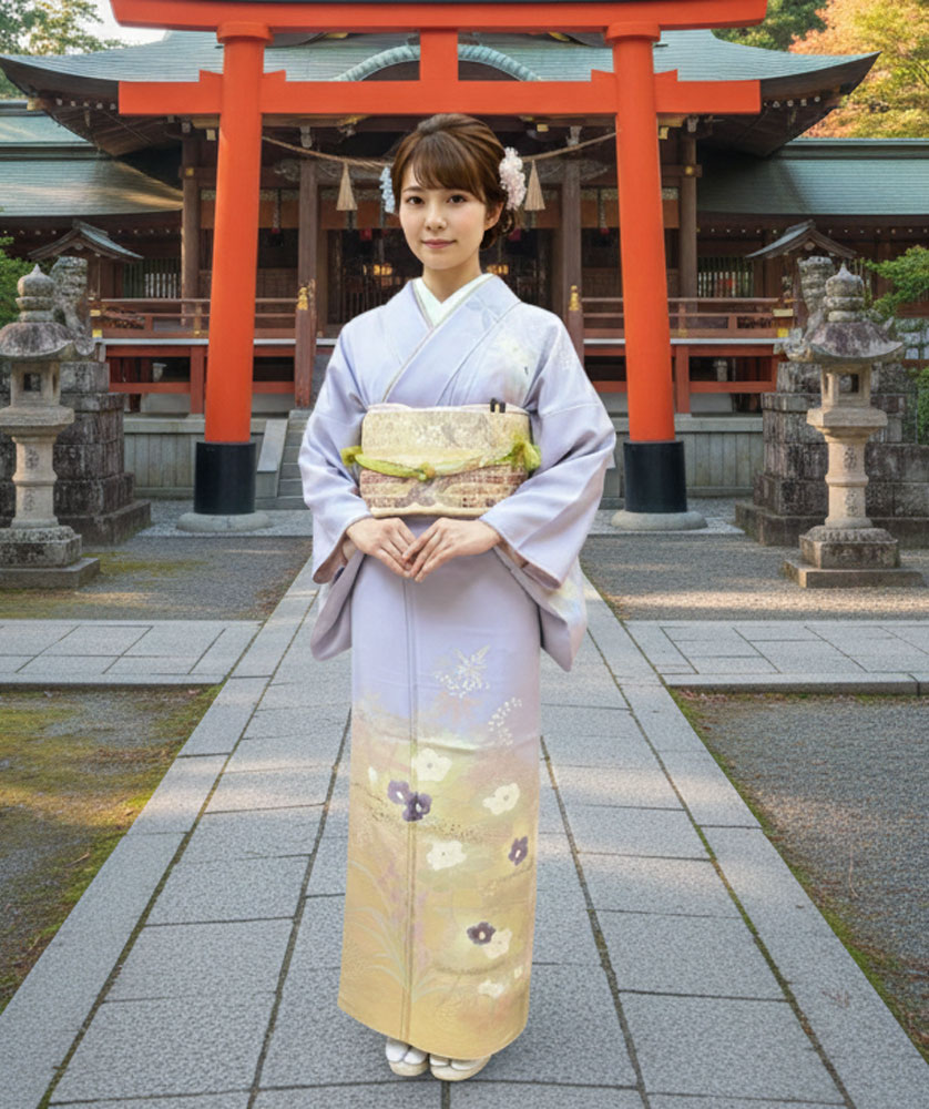 京友禅 – 訪問着レンタル – 薄紫01