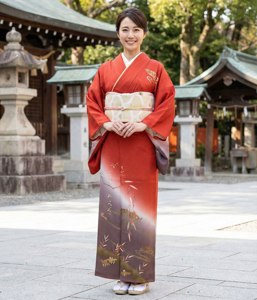 京友禅 – 訪問着レンタル -赤01
