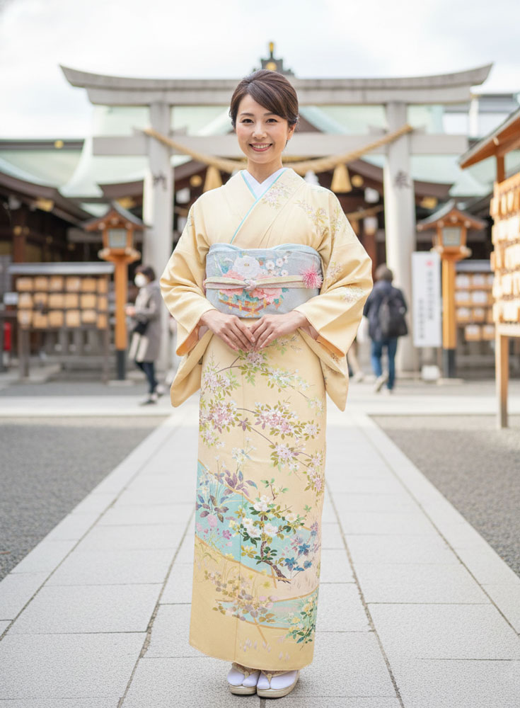 京友禅 – 訪問着レンタル – 黄04
