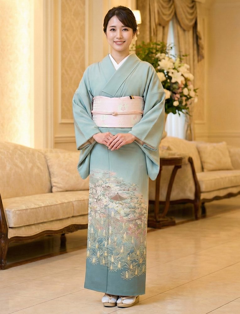 加賀友禅 - 色留袖レンタル - 前川哲 - 水色 - 濱上呉服店
