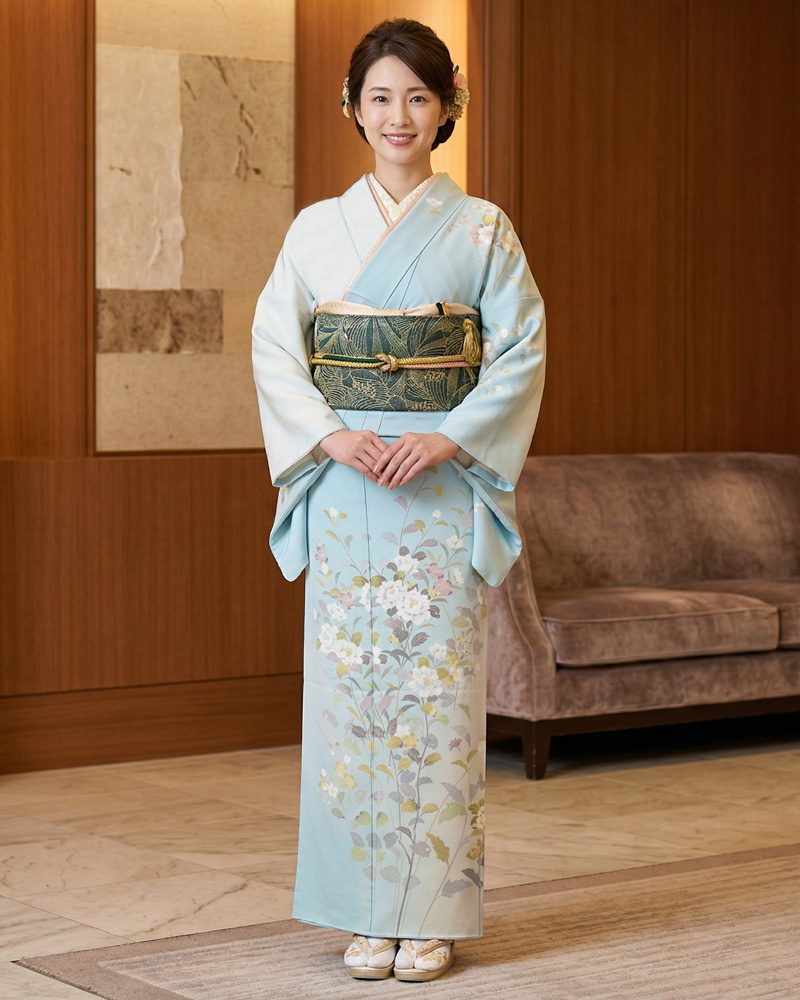 京友禅 訪問着 水色03