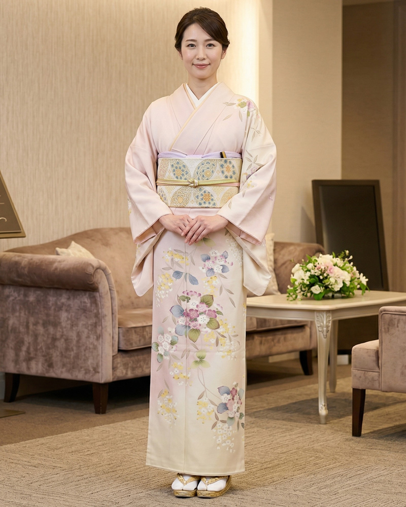 京友禅 訪問着 ピンク06