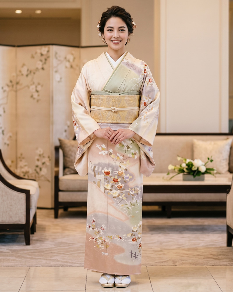 京友禅 訪問着 黄03