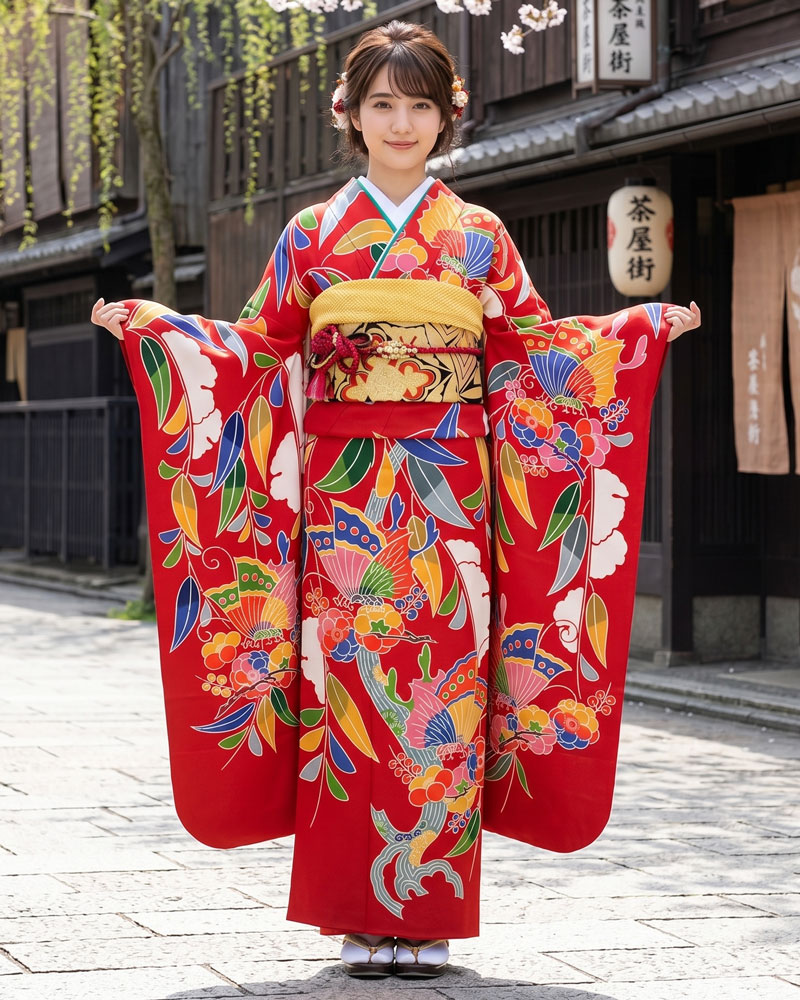 レンタル 紅型 振袖 – 赤22