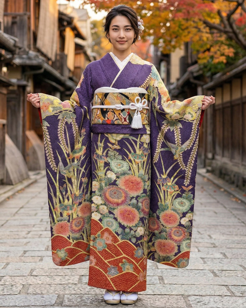 藤娘きぬたや 総絞り振袖 紫01