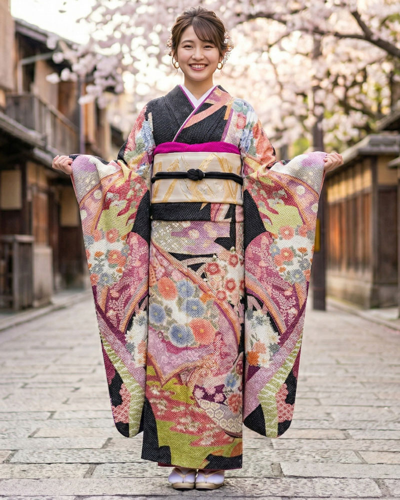 レンタル総絞り振袖 – 藤娘きぬたや – 黒01