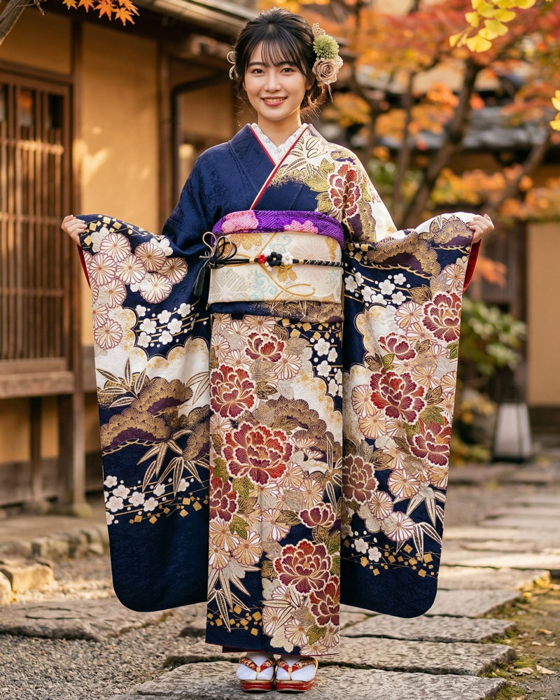 レンタル振袖 – 紺01