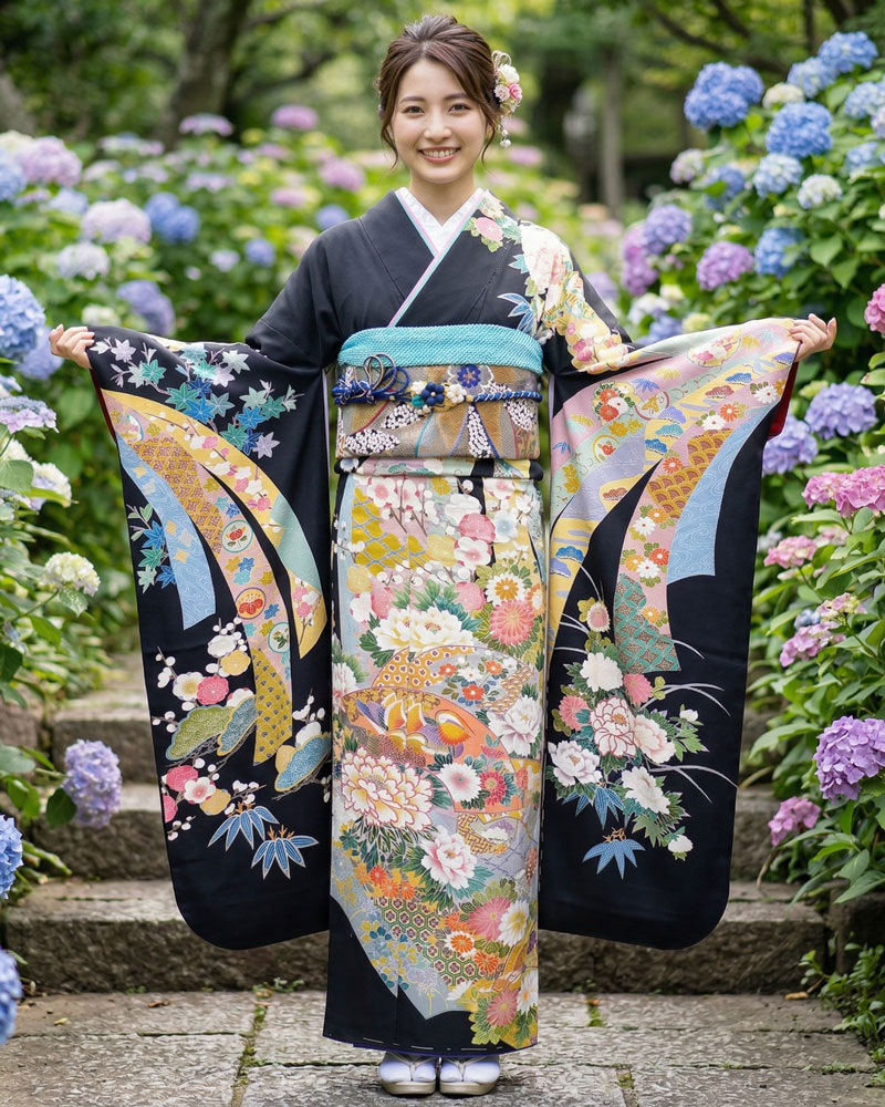 京友禅 – 振袖 – 熊野桂堂 – 黒