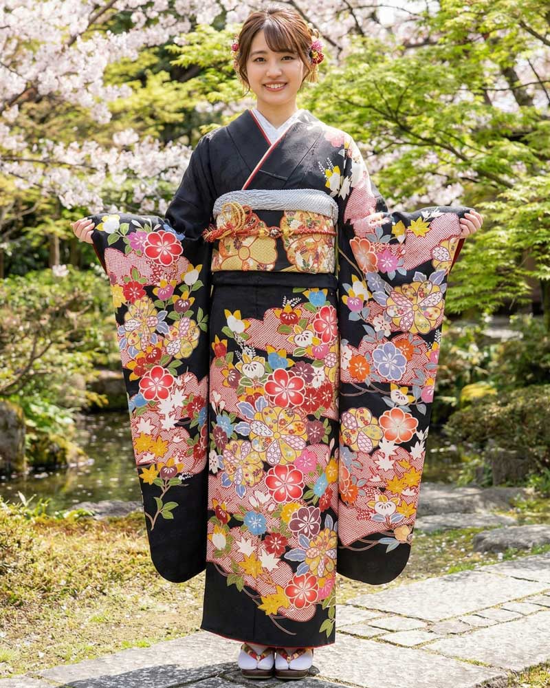 十日町友禅 -振袖 – 黒03