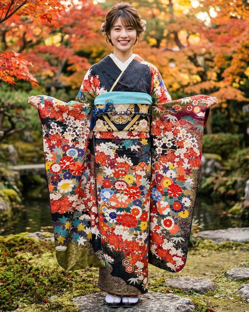 十日町友禅 -振袖 – 黒02