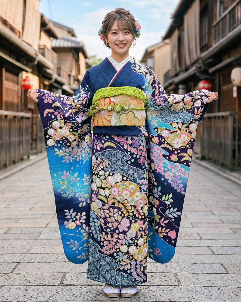 レンタル絞り振袖 – 青02