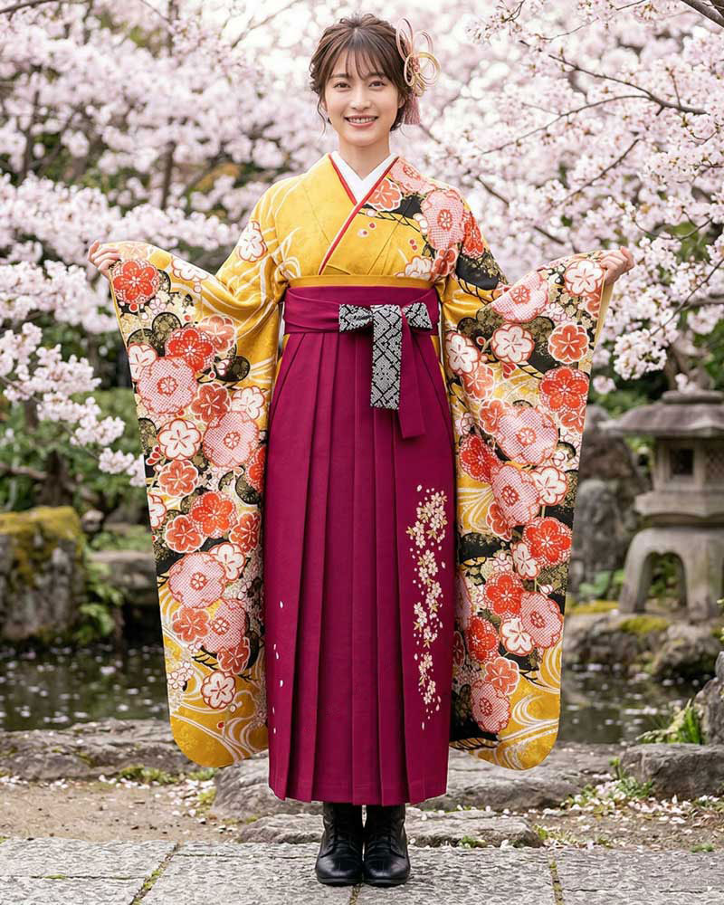 卒業式袴 x 振袖 – レンタル – ピンク05