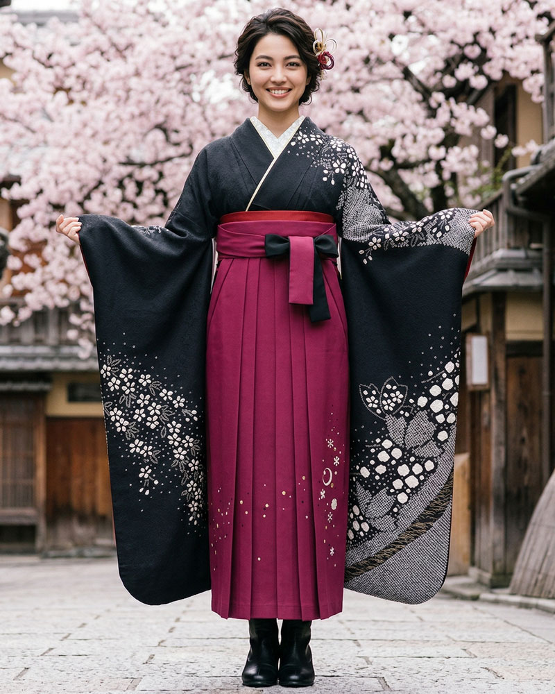 卒業式袴 x 振袖 – レンタル – ピンク08