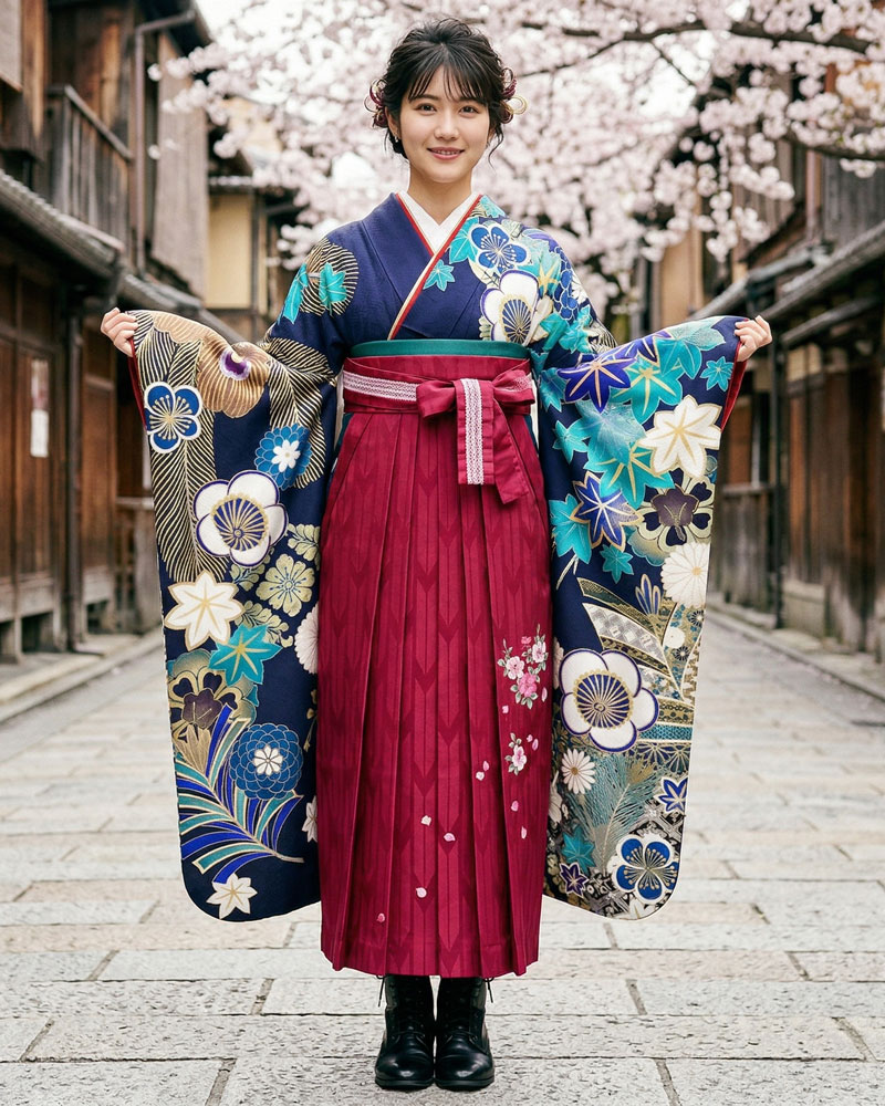 卒業式袴 x 振袖 – レンタル – ピンク09