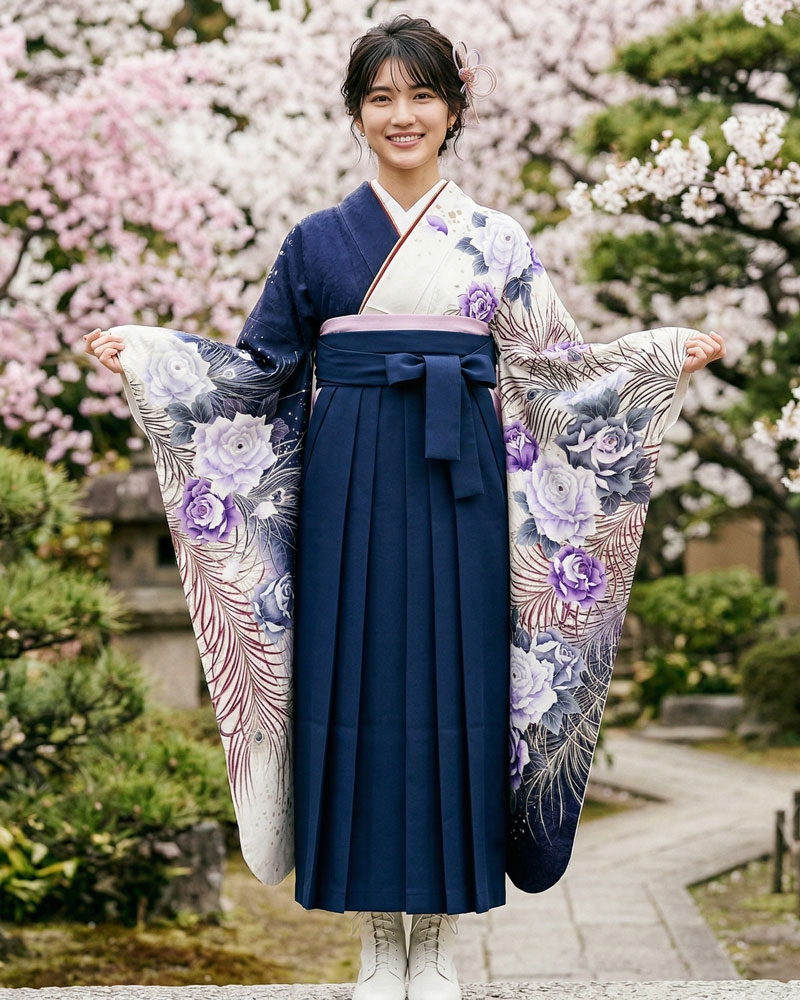 卒業式袴 x 振袖 – レンタル – 紺05