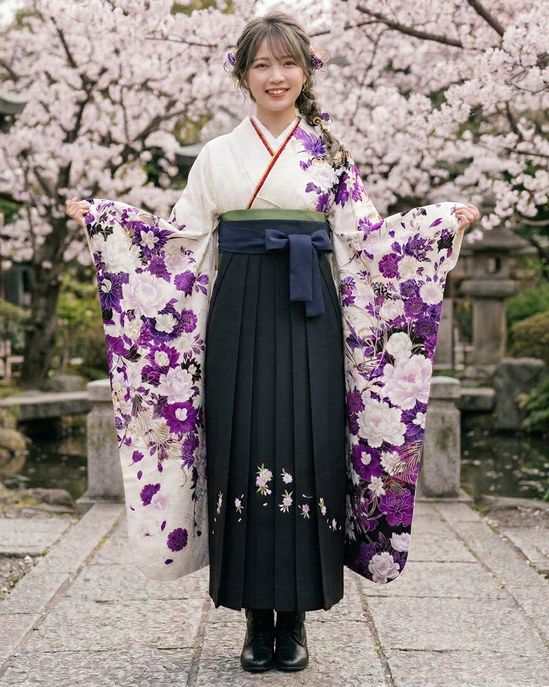 卒業式袴 x 振袖 – レンタル – 紺06