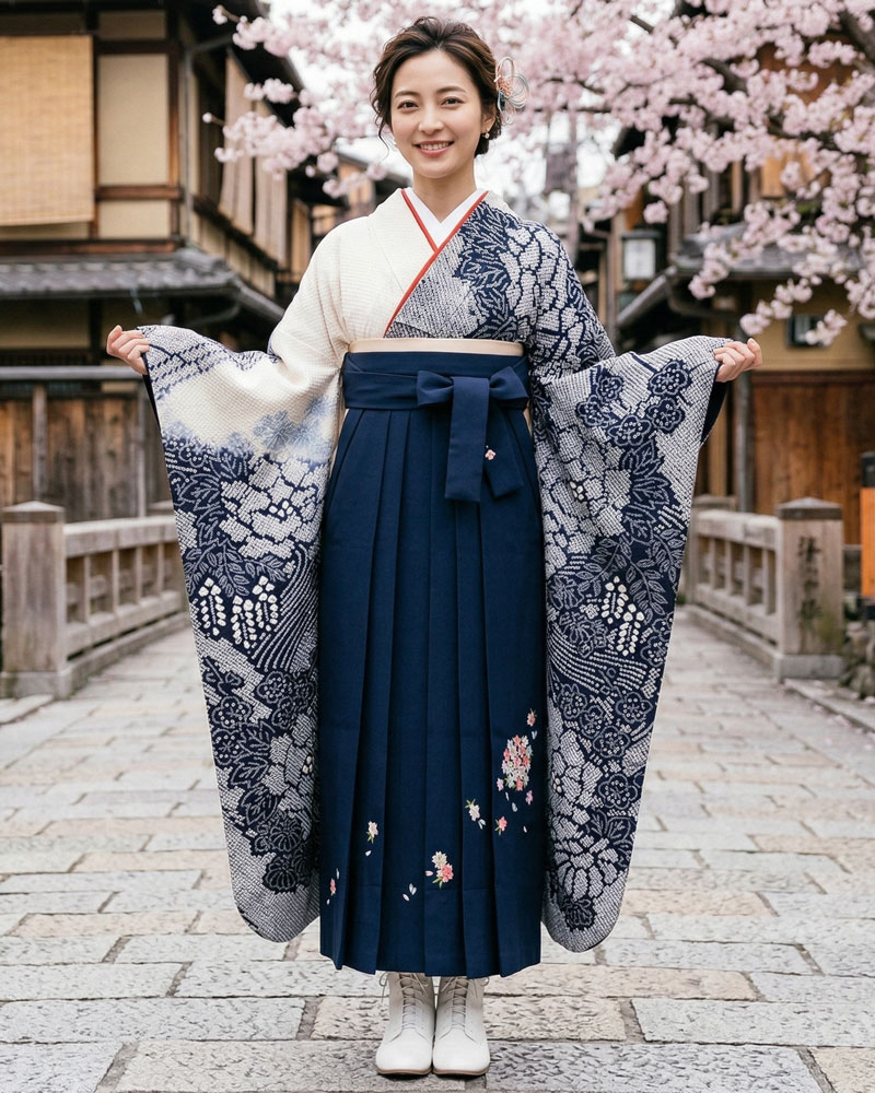 卒業式袴 x 振袖 – レンタル – 紺07