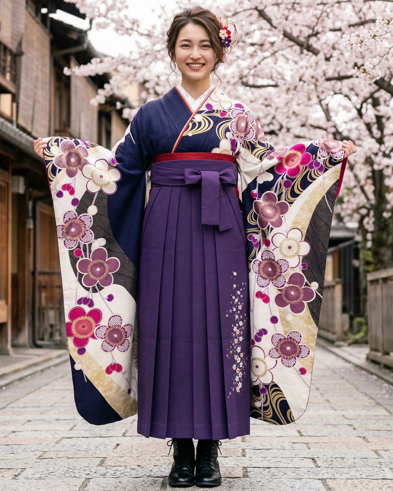 卒業式袴 x 振袖 – レンタル – 紫07