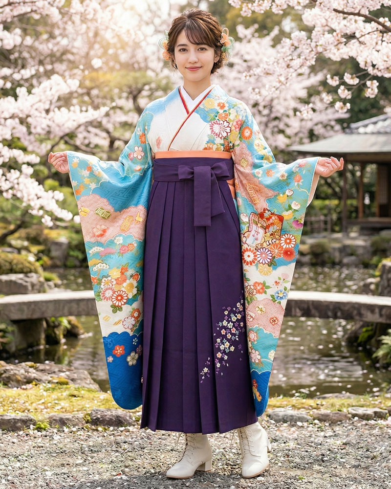 卒業式袴 x 振袖 – レンタル – 紫08