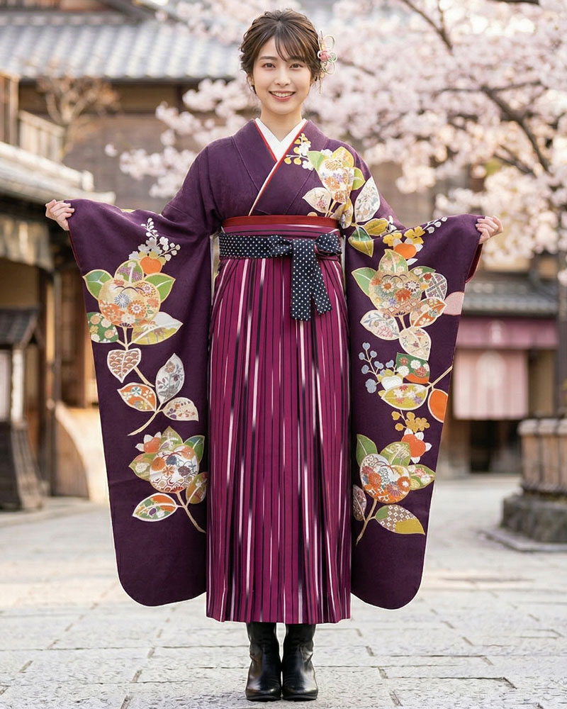 卒業式袴 x 振袖 – レンタル – 紫09