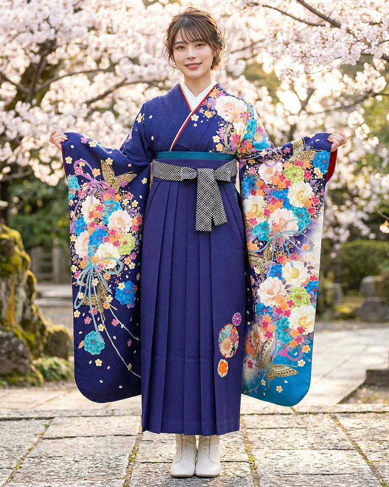 卒業式袴 x 振袖 – レンタル – 紫10
