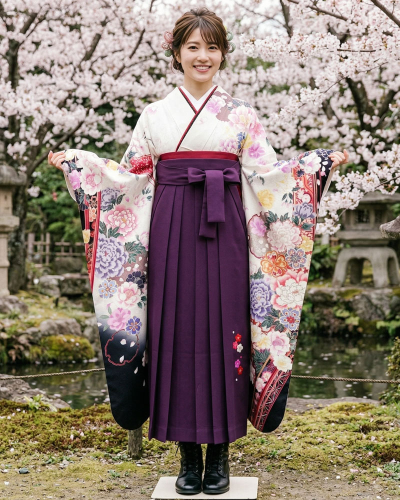 卒業式袴 x 振袖 – レンタル – 紫11