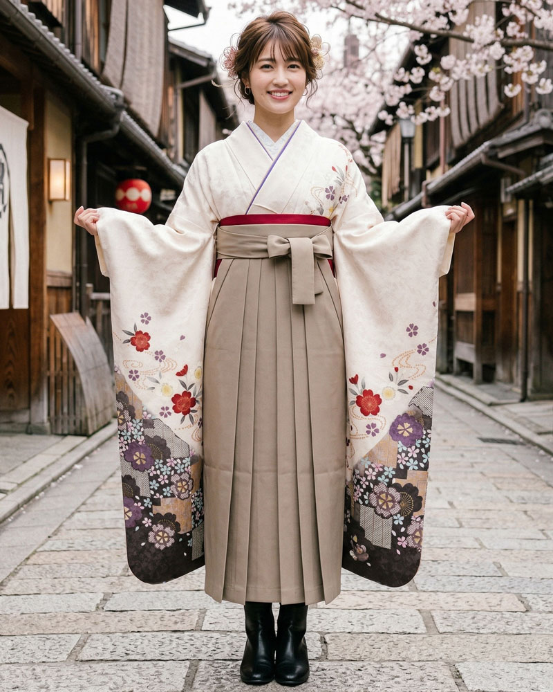 卒業式袴 x 振袖 – レンタル – 茶06