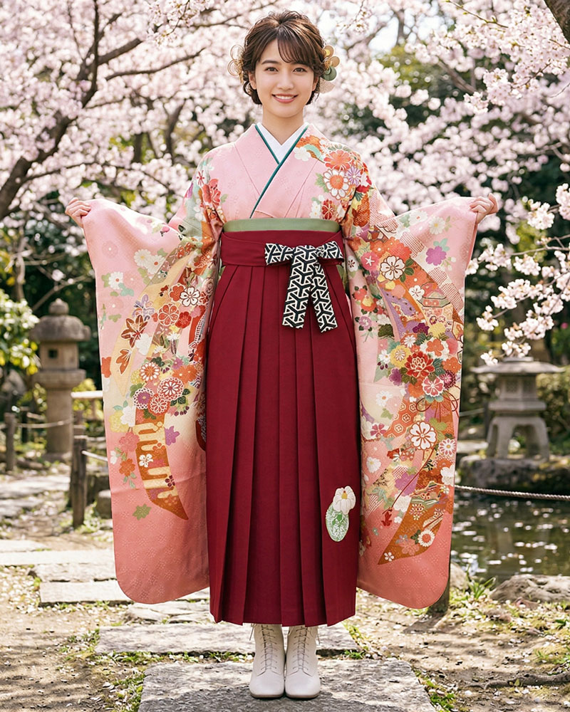 卒業式袴 x 振袖 – レンタル – 赤10