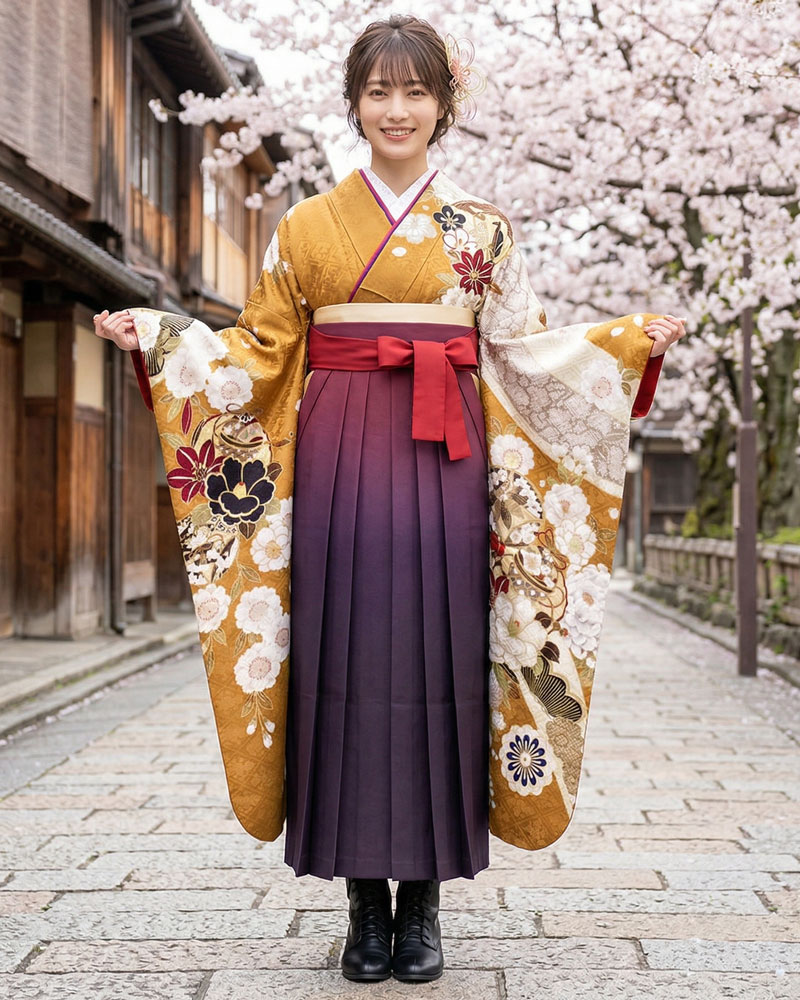 卒業式袴 x 振袖 – レンタル – 赤紫