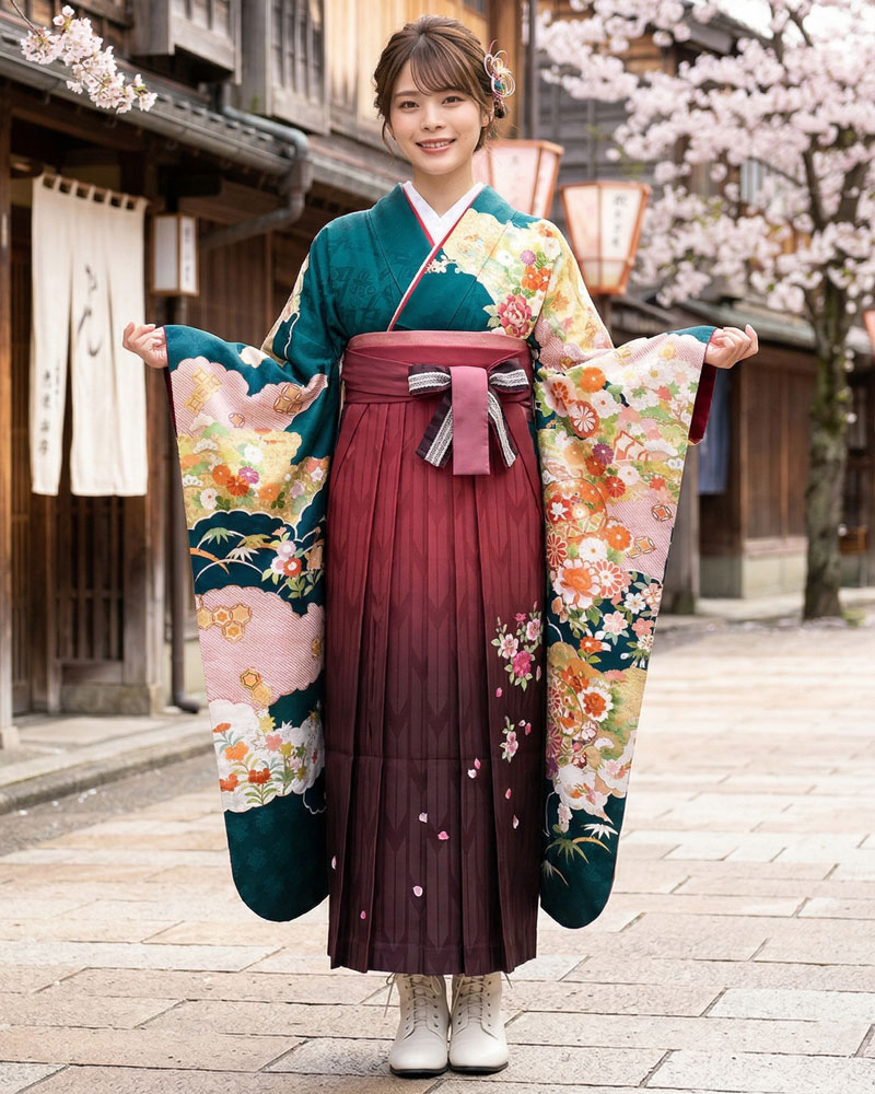 卒業式袴 x 振袖 – レンタル – 赤紫02
