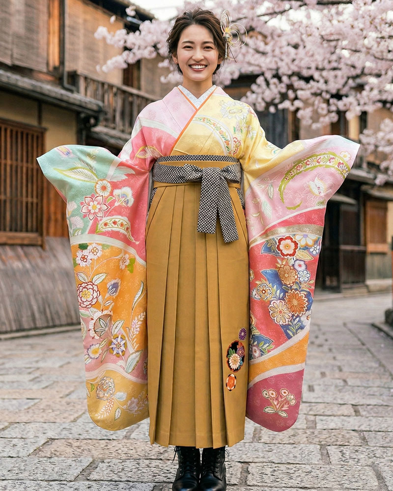 卒業式袴 x 振袖 – レンタル – 茶10